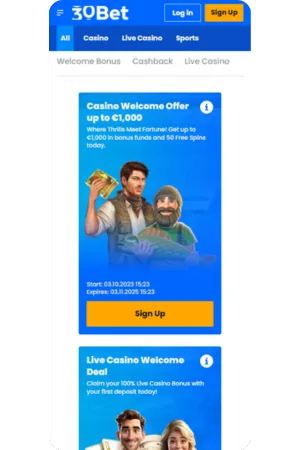 30Bet casino promoties